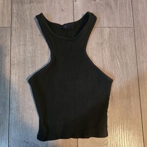 Black Ribbed Sleeveless Top